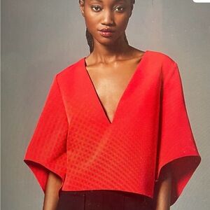 Mare Mare Anthropologie Red Cape Blouse v neck